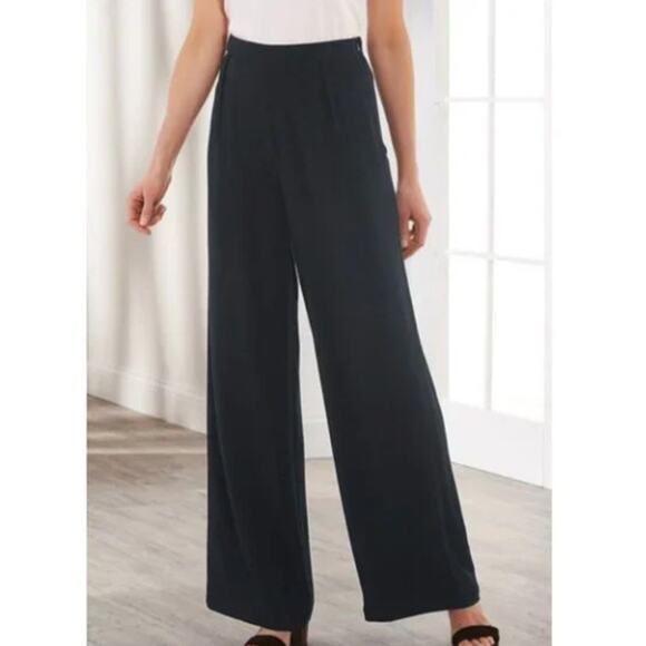 New SOFT SURROUNDINGS Casiani Pant Missy's Size 12 Wide Leg High Waist Black - Picture 3 of 12